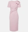 ROLAND MOURET BOW-DETAIL WOOL AND SILK MIDI DRESS