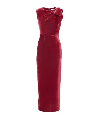 Roland Mouret Bow-detail Velvet Maxi Dress In Red