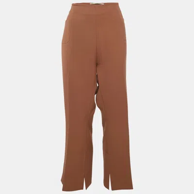 Roland Mouret Brown Crepe Trousers Xl In Neutral