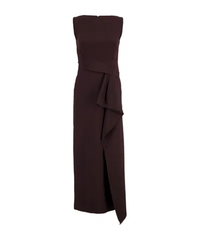 Roland Mouret Draped Sleeveless Midi Dress In Brown