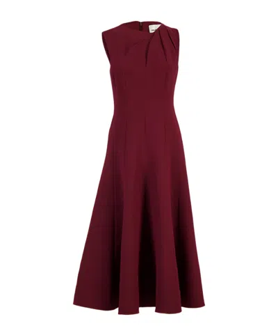 Roland Mouret Burgundy Asymmetrical Twist Midi Dress In Red