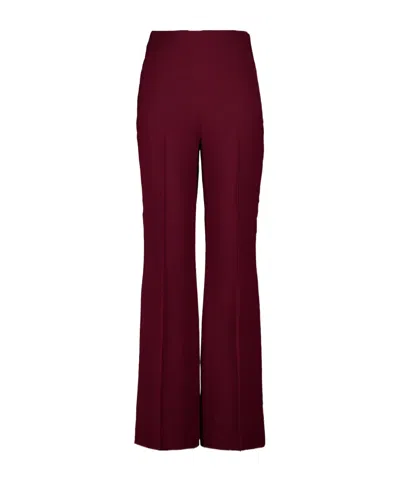Roland Mouret Burgundy Wide Fit Wool Silk Trousers In Brown