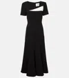 Roland Mouret Womens Asymmetric-neckline Short-sleeve Crepe Midi Dress Monochrome In Black