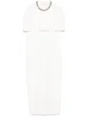 Roland Mouret Cape-design Crepe Midi Dress In White