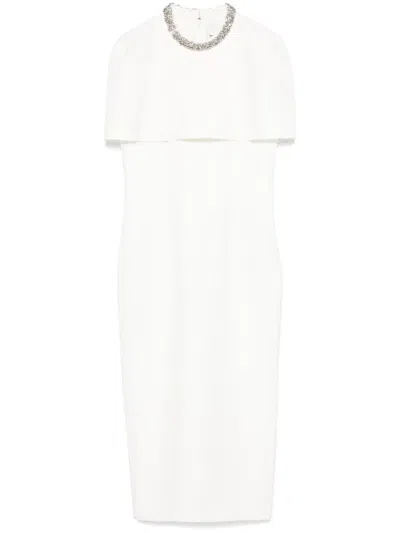 Roland Mouret Cape-design Crepe Midi Dress In White