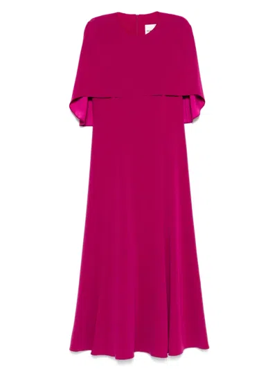 Roland Mouret Cape-design Midi Dress In Pink