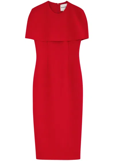 Roland Mouret Cape-effect Crepe Midi Dress In Red