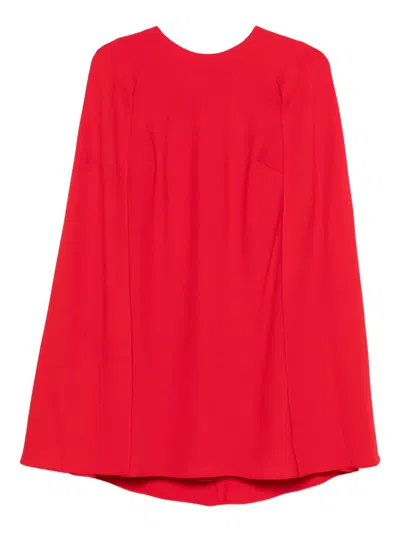 Roland Mouret Cape Sleeve Dress In Red