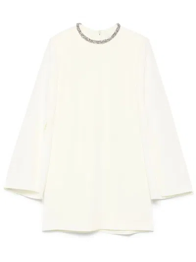 Roland Mouret Cape Sleeve Embellished Cady Mini Dress In Yellow