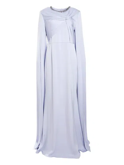 Roland Mouret Cape-sleeve Gown In Blue