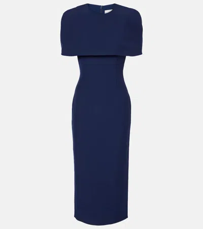 Roland Mouret Caped Crêpe Cocktail Dress In Blue