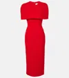 Roland Mouret Stretch-crepe Cape Midi Dress In Red
