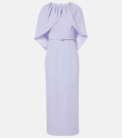 ROLAND MOURET CAPED CRÊPE SATIN COCKTAIL DRESS