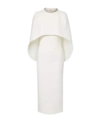 Roland Mouret Caped Crystal-embellished Crêpe Midi Dress In Multi