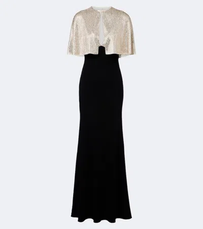 Roland Mouret Caped Embellished Gown In Multi