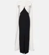 Roland Mouret Caped Floral-appliqué Cady Gown In Schwarz