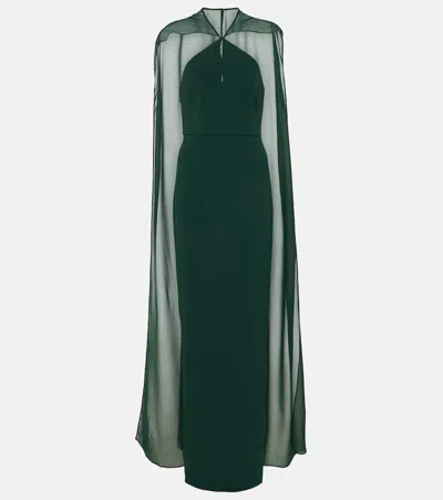 Roland Mouret Caped Satin Crêpe Gown In Green