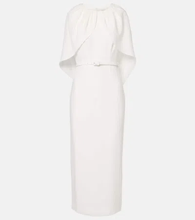 Roland Mouret Caped Satin Crêpe Midi Dress In White