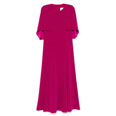 Roland Mouret Cape-design Midi Dress In Pink