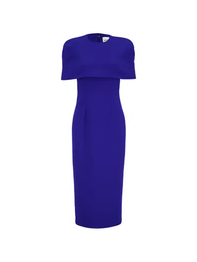 Roland Mouret Cape-overlay Crepe Midi Dress In Blue