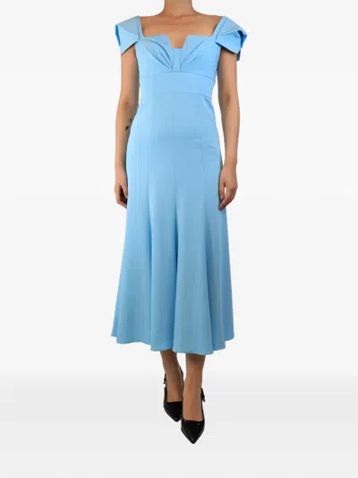 Pre-owned Roland Mouret Cap-sleeved Midi Dress In Blue