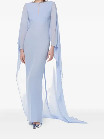 Roland Mouret Chiffon Gown Dress In Blue