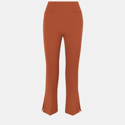 Pre-owned Roland Mouret Cinnamon Brown Crepe Flared Pants Size 16