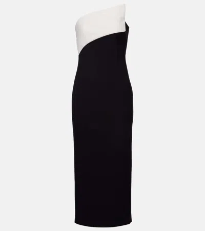 ROLAND MOURET STRAPLESS ASYMMETRIC CRÊPE COCKTAIL DRESS