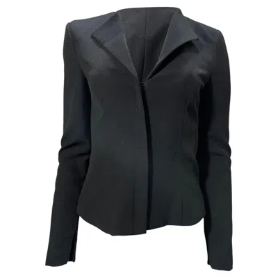 Pre-owned Roland Mouret Collared Hidden Closure Blazer In Black Wool