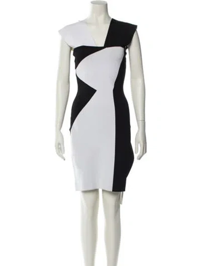 Pre-owned Roland Mouret Colorblock Pattern Knee-length Dress In Neutral