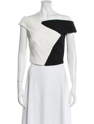 Pre-owned Roland Mouret Colorblock Pattern Off-the-shoulder Top In Purple
