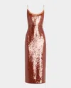 Roland Mouret Copper Sequined Midi Dress In Orange