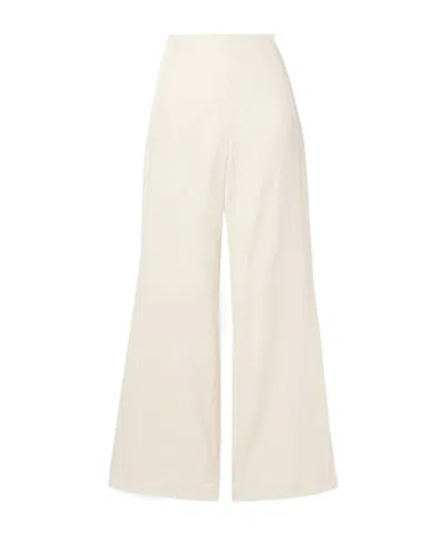 Roland Mouret Cotton And Linen-blend Twill Wide-leg Pants In Cream