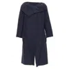 Roland Mouret Cotton Blend Tweed Collar Structural Coat In Blue