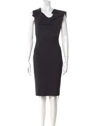 Pre-owned Roland Mouret Cowl Neck Knee-length Dress In Black