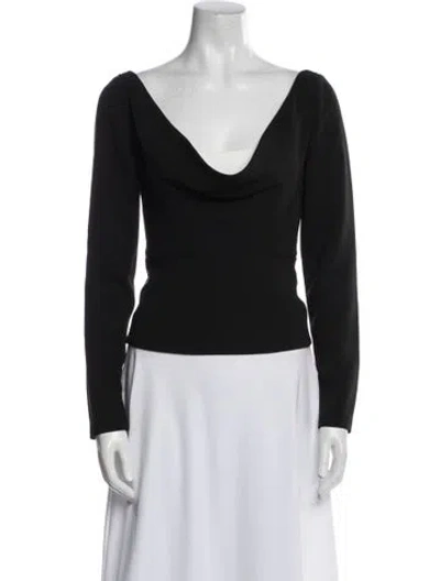 Pre-owned Roland Mouret Cowl Neck Long Sleeve Top In Blue