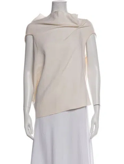 Pre-owned Roland Mouret Cowl Neck Short Sleeve Top In Neutral