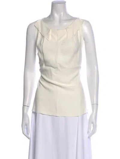 Pre-owned Roland Mouret Cowl Neck Sleeveless Blouse In Neutral