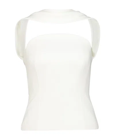 Roland Mouret Cream Scarf Neckline Bustier Top In Multi