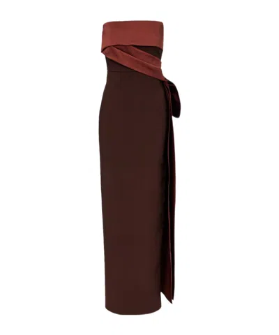 Roland Mouret Strapless Tie Detail Maxi Dress In Multi