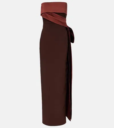 Roland Mouret Crêpe And Taffeta Bustier Gown In Brown