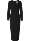 Roland Mouret Womens Black Asymmetric-neckline Crepe Midi Dress In Black