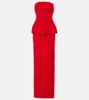 Roland Mouret Womens Red Peplum Corset-bodice Stretch-woven Blend Maxi Dress In Red