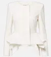 Roland Mouret Womens Cream Peplum Round-neck Stretch-woven Jacket In White