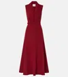 Roland Mouret Womens Dark Red Peak-lapel Belted Woven Midi Dress In Red