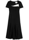 Roland Mouret Womens Asymmetric-neckline Short-sleeve Crepe Midi Dress Monochrome In Black And White