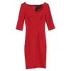 Roland Mouret Crepe Midi Dress In Red Viscose In Red