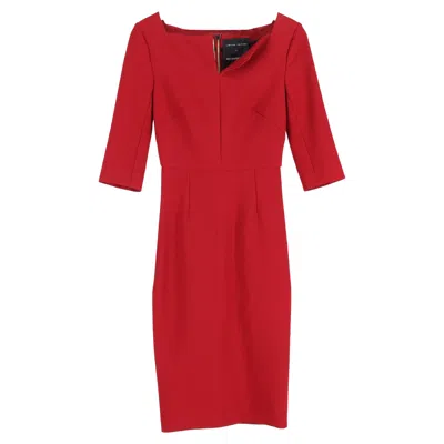 Roland Mouret Crepe Midi Dress In Red Viscose
