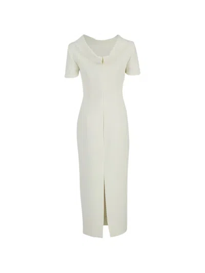 Roland Mouret Crepe Midi Dress In Nude