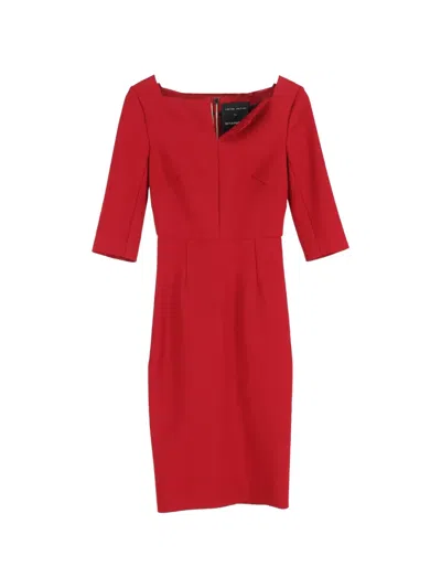 Pre-owned Roland Mouret Crepe Midi Dress In Red